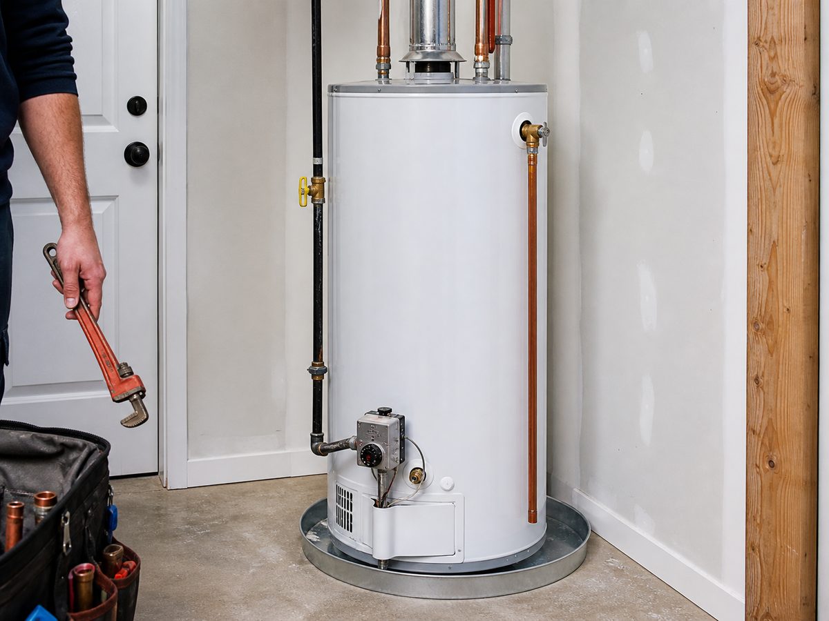 New 50-gallon hot water tank installed in a Surrey home