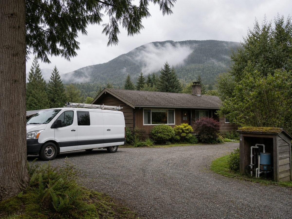 Plumber van at a Mission, BC home
